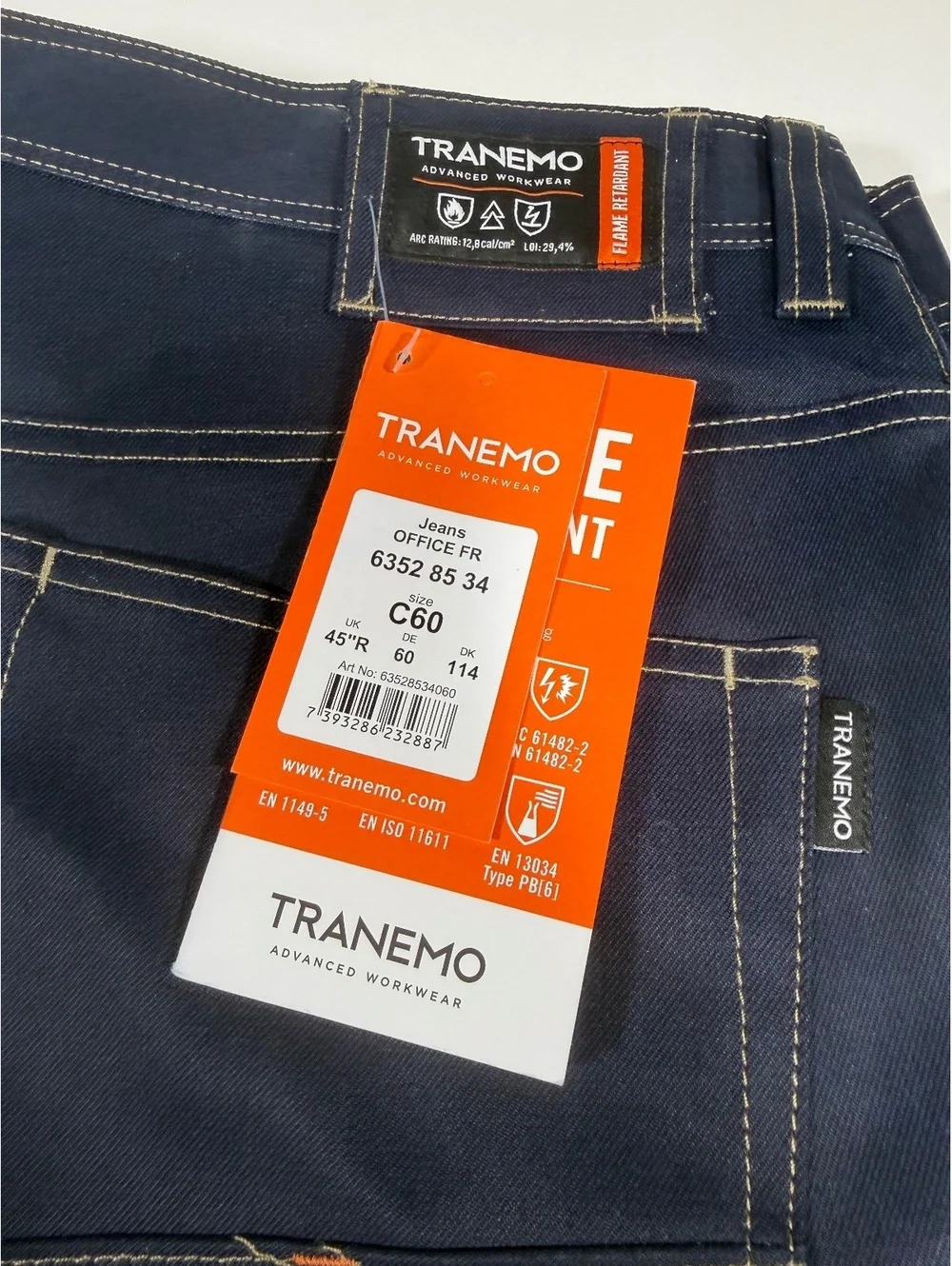 Tranemo FR Flame Resistant Work Jeans 42x34 C60 Arc Flash NWT Navy PPE